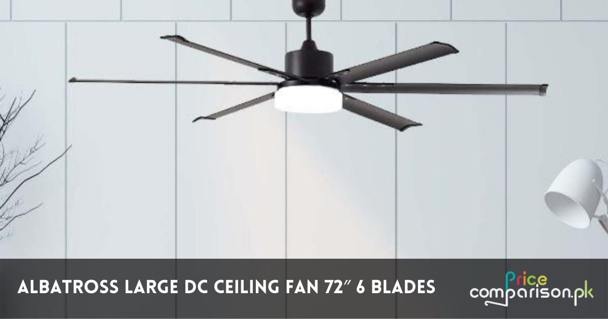 Albatross Large DC Ceiling Fan 72″ 6 Blades W CCT LED Light In White, Chrome, Or Black (1)